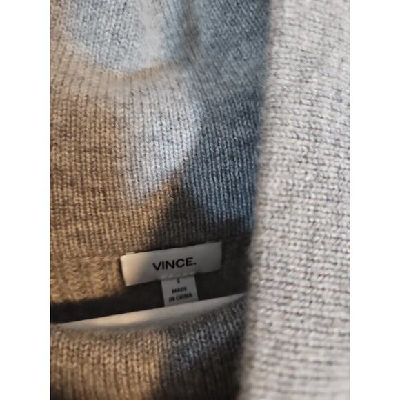 Vince Gray Wool Cashmere Blend Side-Zip Ribbed Turtleneck Sweater Small - Picture 5 of 8